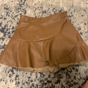 brown leather skirt